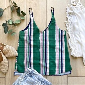 Topshop Striped Shingle/Siding Printed Vneck Tank